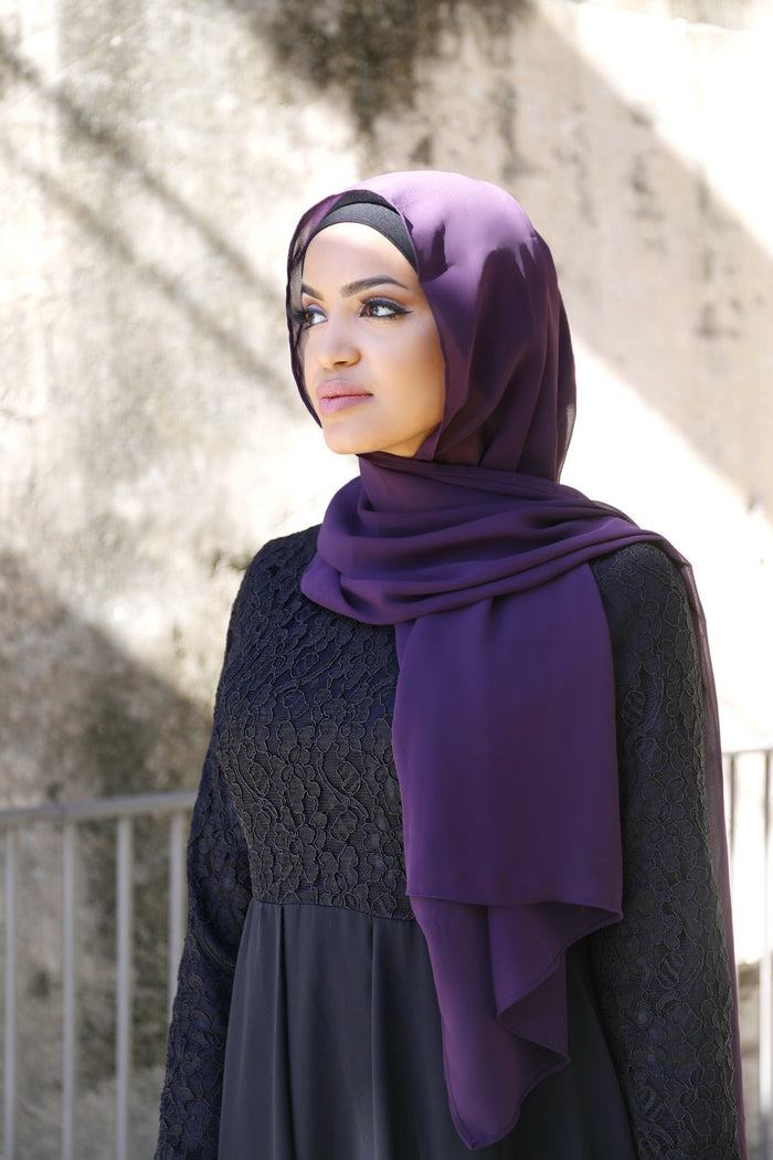 Plain Chiffon Dark Purple Hijab - Divinity Collection