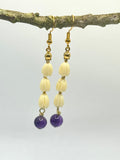 PURPLE AMETHYST + PĪKAKE ACCENT DANGLE EARRINGS