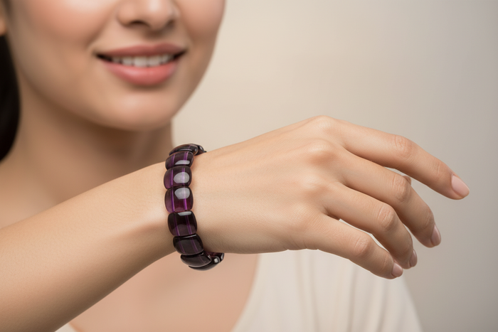 Purple Amethyst Translucent Gemstone Bracelet