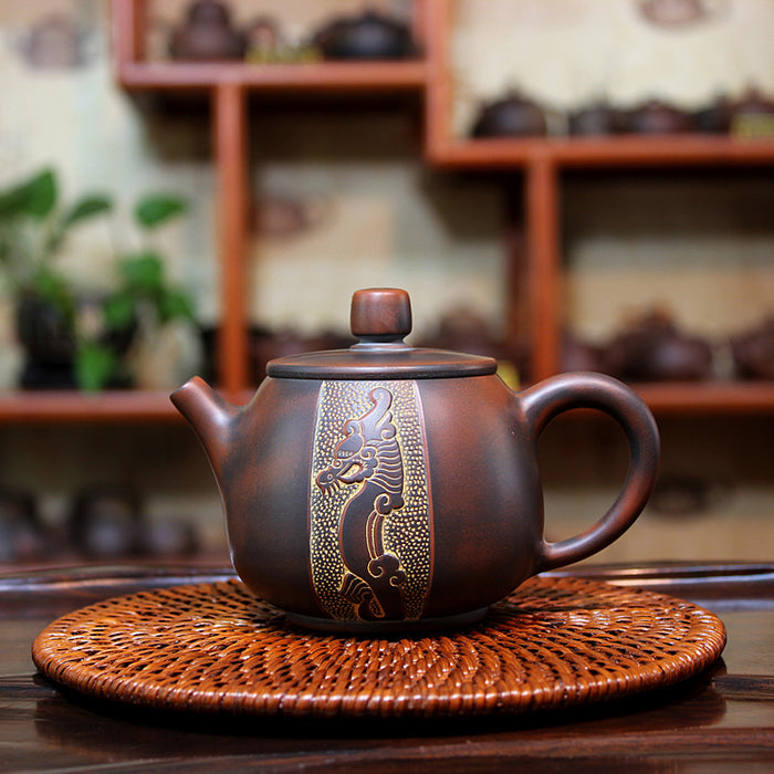 Qin Zhou Nixing Clay Teapot "Dragon & Phoenix" by Hu Ying Jia | Yunnan Sourcing Tea Shop