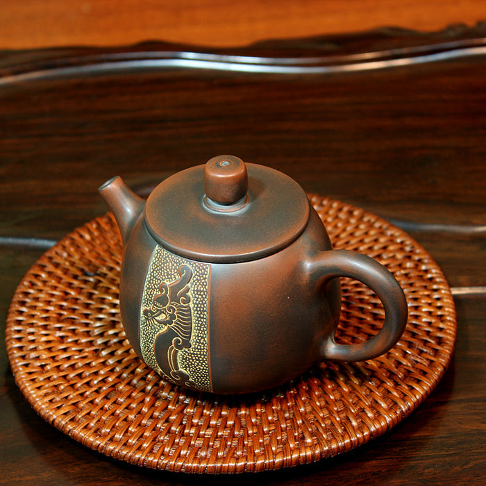 Qin Zhou Nixing Clay Teapot "Dragon & Phoenix" by Hu Ying Jia | Yunnan Sourcing Tea Shop
