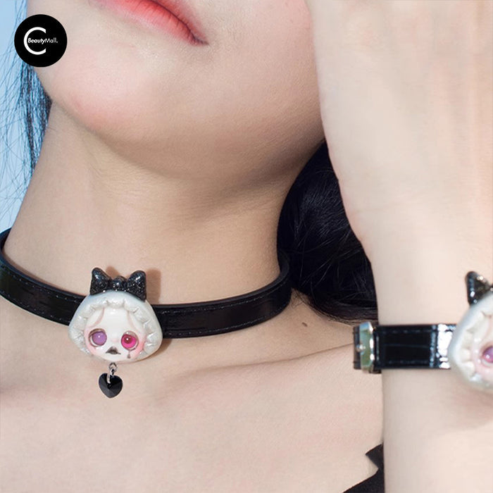 Quando Black Milky Leather Choker style #01