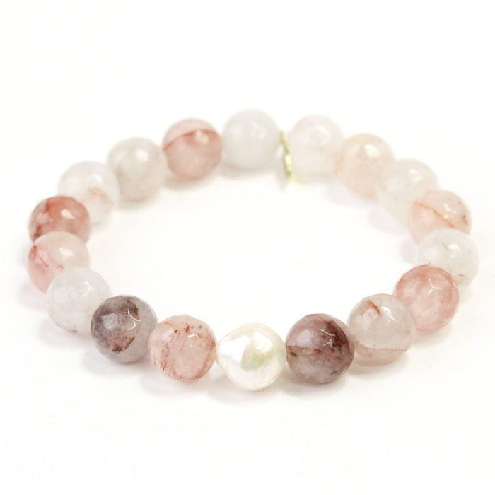 Quartz Crystal Bracelet | Strawberry + White Pearl Fine Collection
