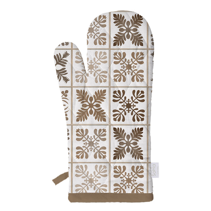 Quilt Mosaic Brown Oven Mitt