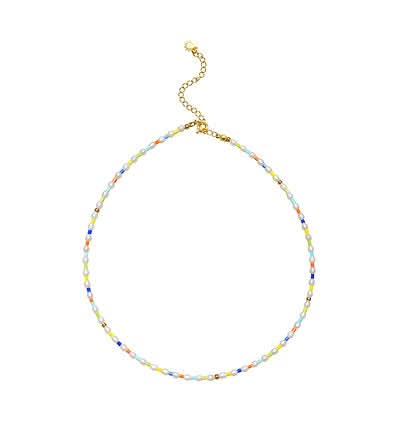 rainbow pearl necklace on white background