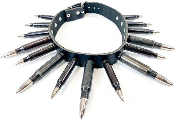 Real Black BulletLeather  Choker