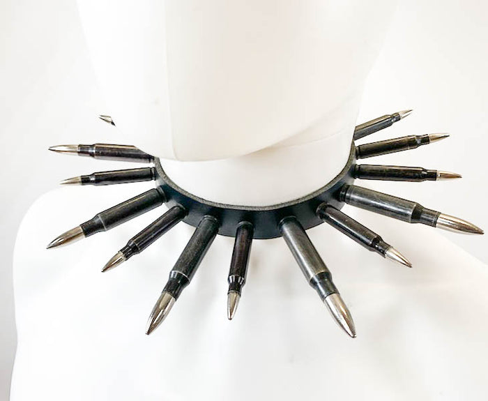 Real Black BulletLeather  Choker