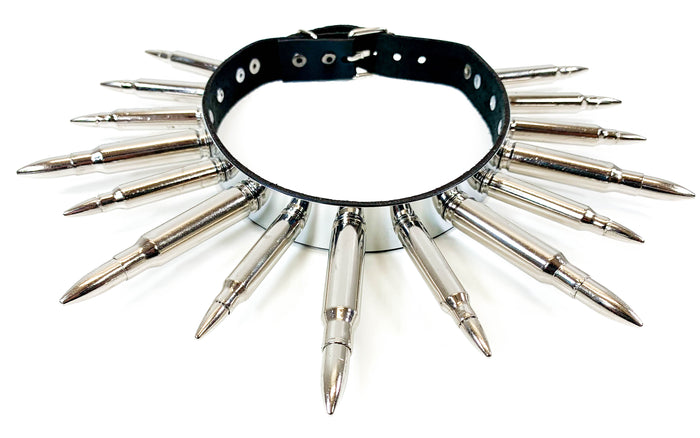 Real Nickel BulletLeather  Choker Metal Plate