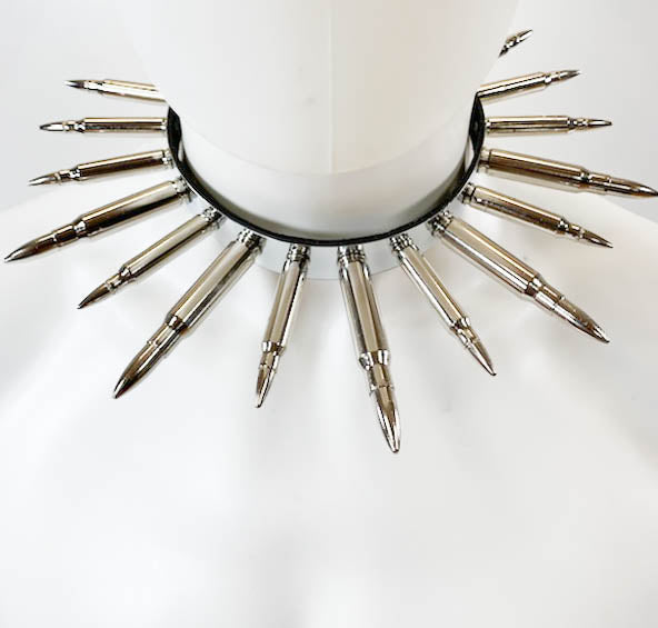 Real Nickel BulletLeather  Choker Metal Plate