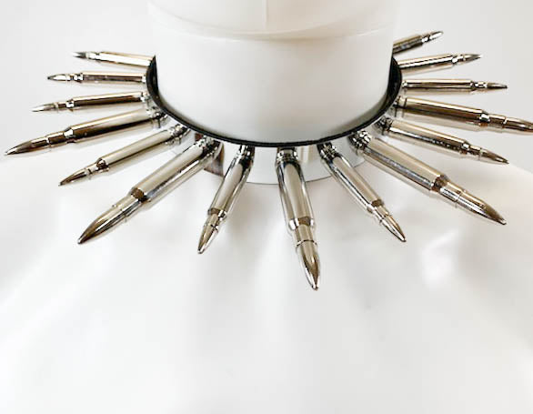 Real Nickel BulletLeather  Choker Metal Plate