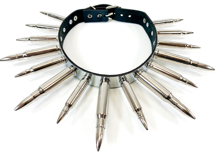 Real Nickel BulletLeather  Choker Metal Plate
