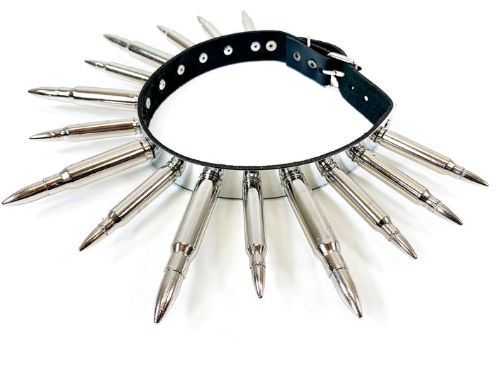 Real Nickel BulletLeather  Choker Metal Plate