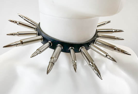 Real Nickel BulletLeather  Choker