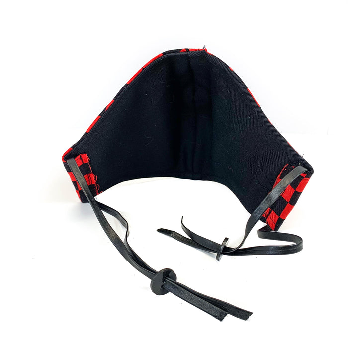 Red Checkered Fabric Face Mask fabric face covering mask
