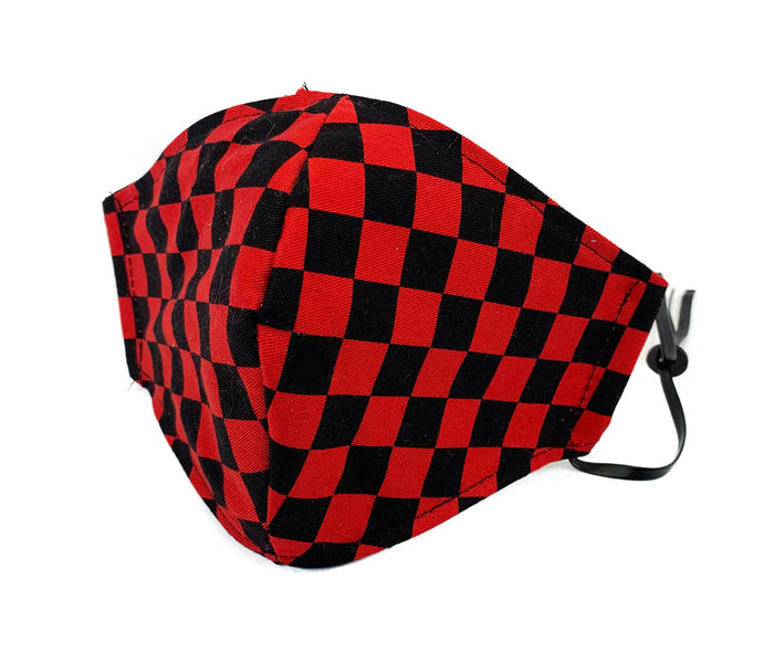 Red Checkered Fabric Face Mask fabric face covering mask