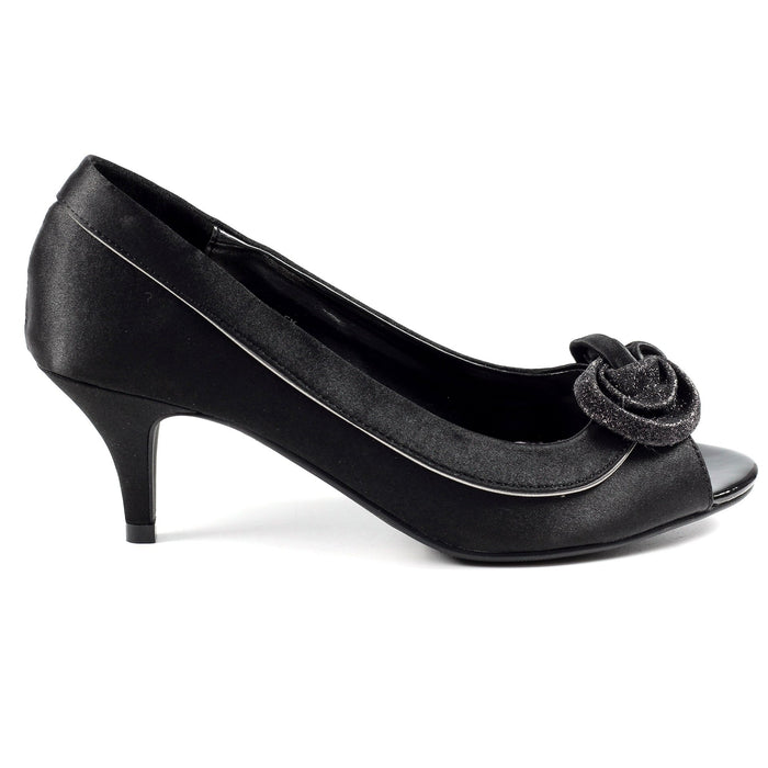 Ripley Black Satin Peep Toe