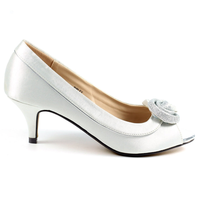 Ripley Silver Satin Peep Toe