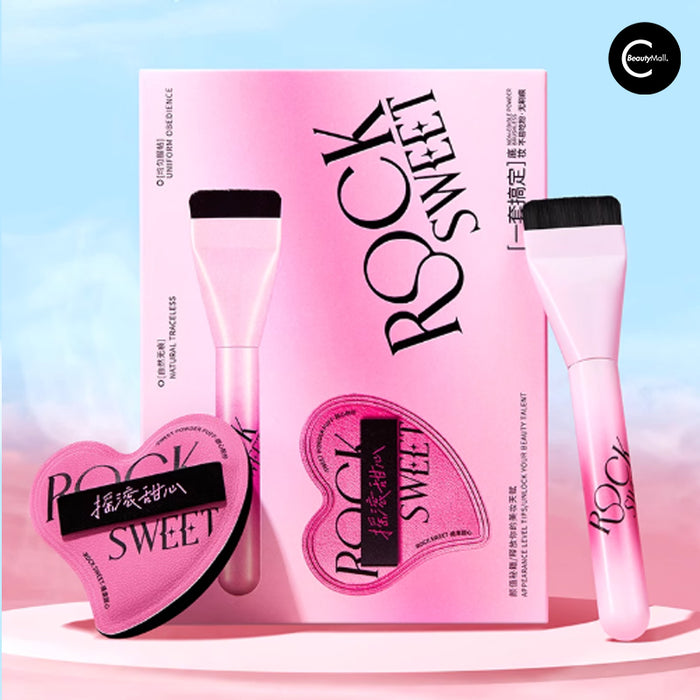 ROCK SWEET Seamless Finish Foundation Brush & Sponge Duo style #01