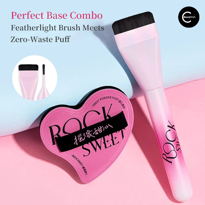 ROCK SWEET Seamless Finish Foundation Brush & Sponge Duo style #01