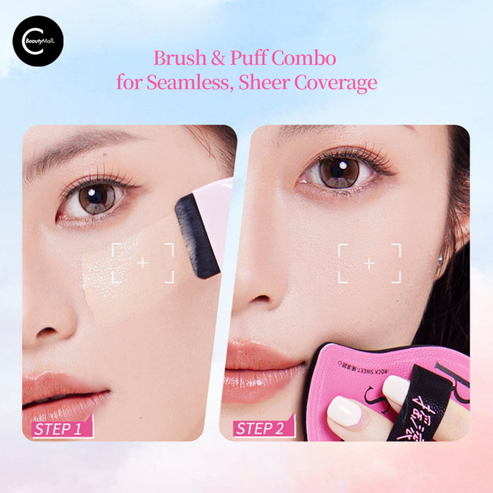 ROCK SWEET Seamless Finish Foundation Brush & Sponge Duo style #01