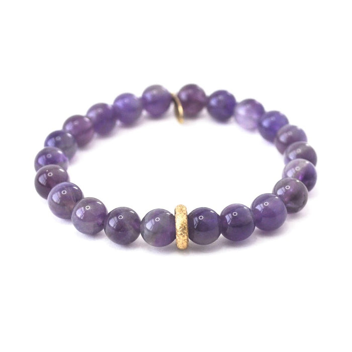 Royal Amethyst Bracelet | Golden Brass Ring