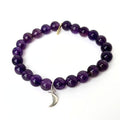 Royal Amethyst Bracelet + Sterling Silver Crescent Moon Charm