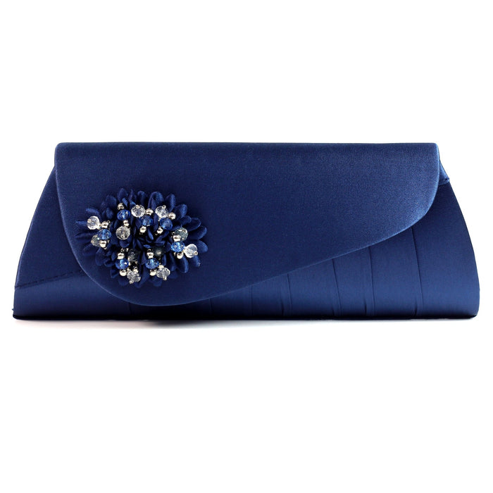 Sabrina Blue Floral Satin Bag