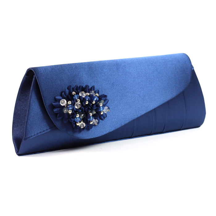 Sabrina Blue Floral Satin Bag
