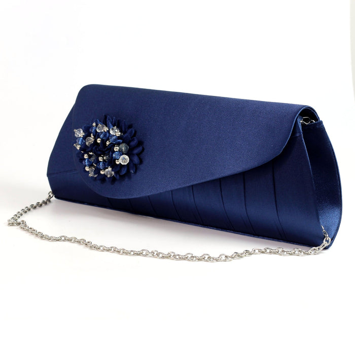 Sabrina Blue Floral Satin Bag