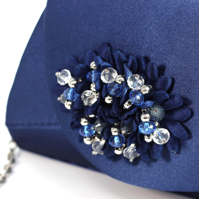 Sabrina Blue Floral Satin Bag