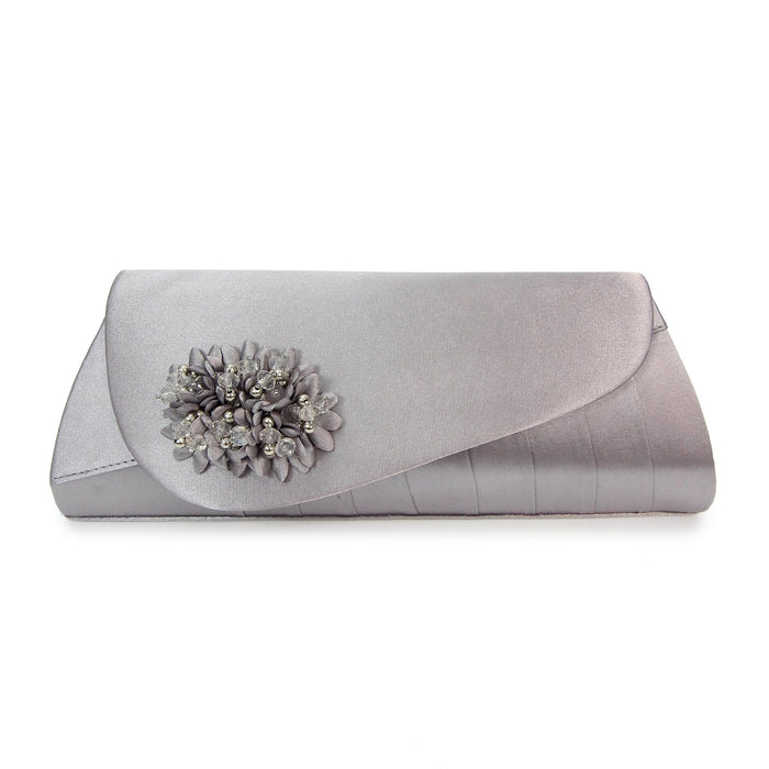 Sabrina Dark Grey Floral Satin Bag