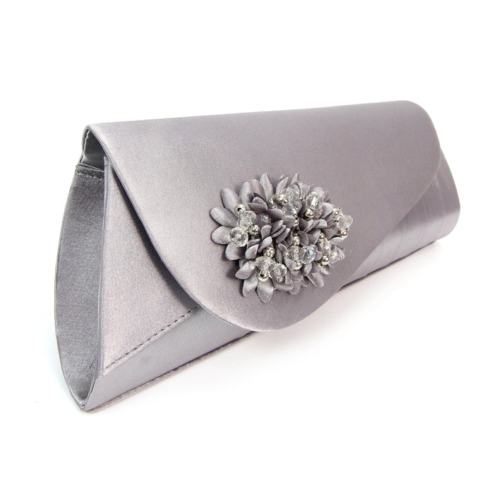 Sabrina Dark Grey Floral Satin Bag