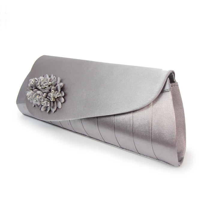 Sabrina Dark Grey Floral Satin Bag