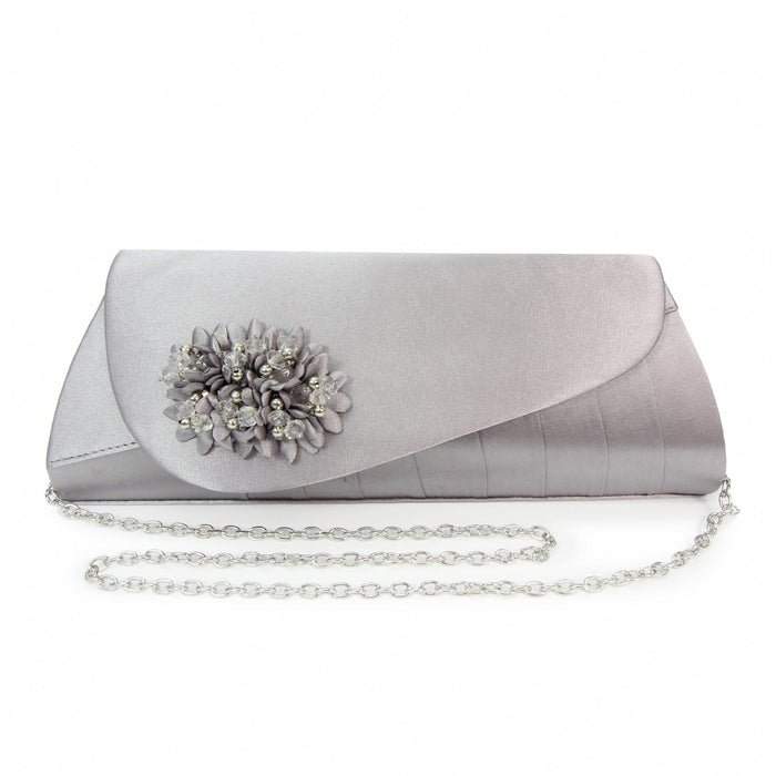 Sabrina Dark Grey Floral Satin Bag