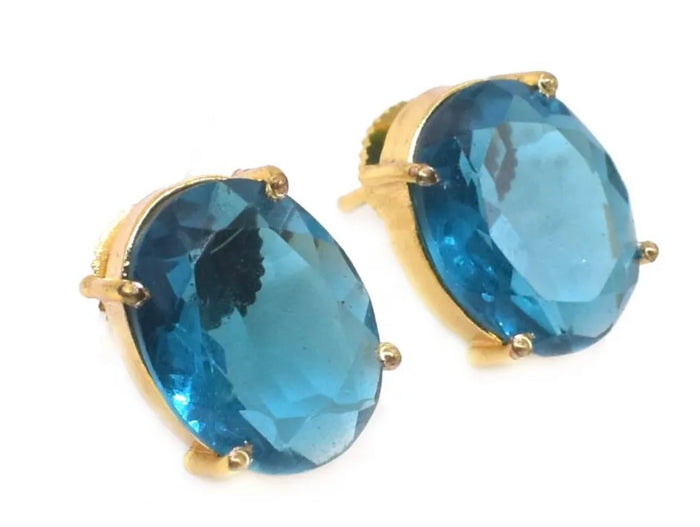 Sea Blue Apatite Quartz Gemstone Earrings 1"