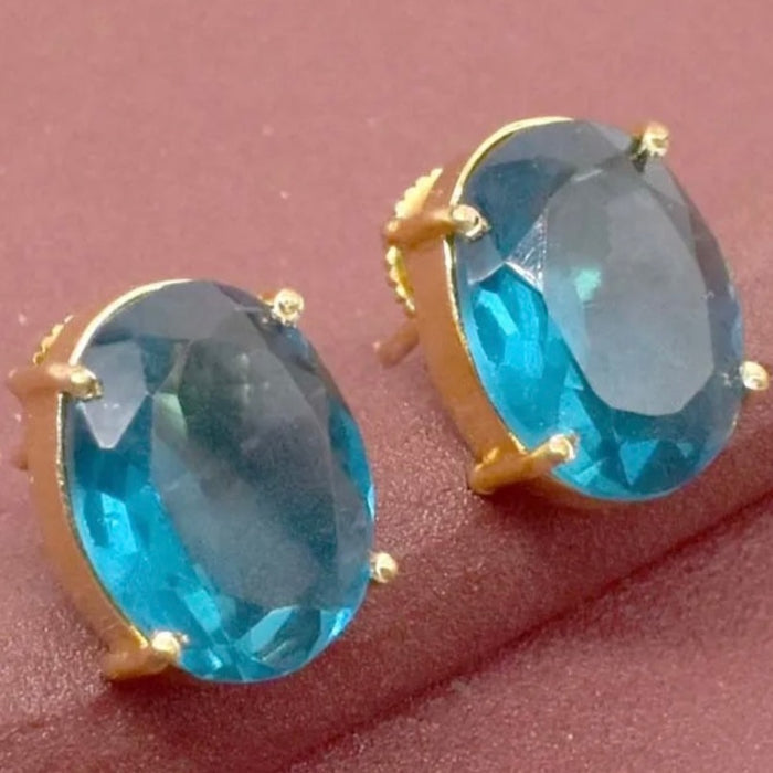 Sea Blue Apatite Quartz Gemstone Earrings 1"