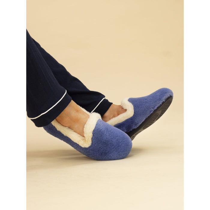 Shake Blue Fur Trim Slipper