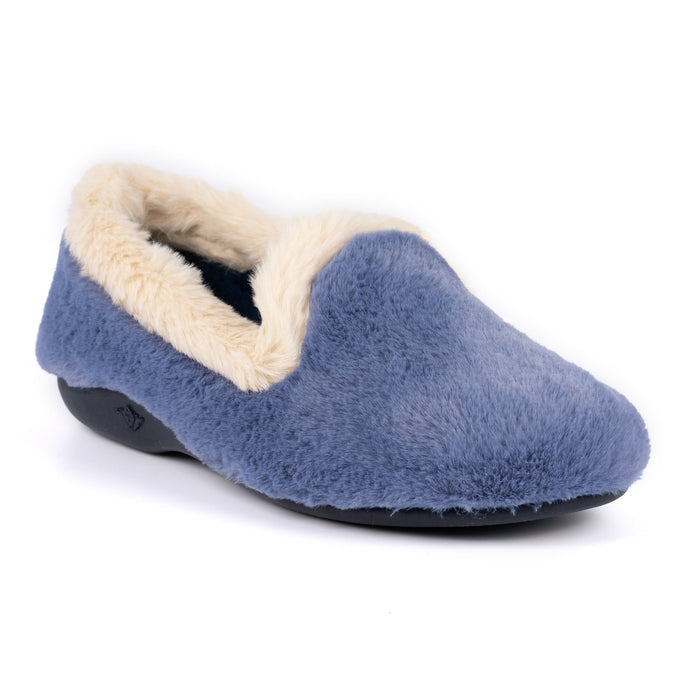 Shake Blue Fur Trim Slipper