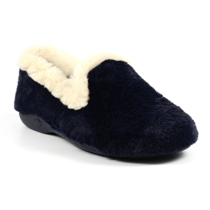 Shake Navy Fur Trim Slipper