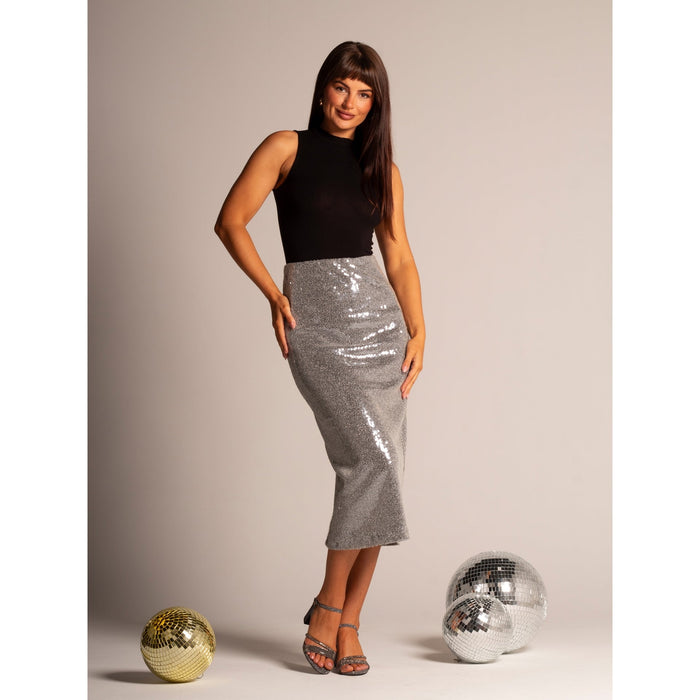 Shazam Pewter Block Heel Sandal