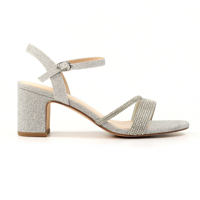 Shazam Silver Block Heel Sandal