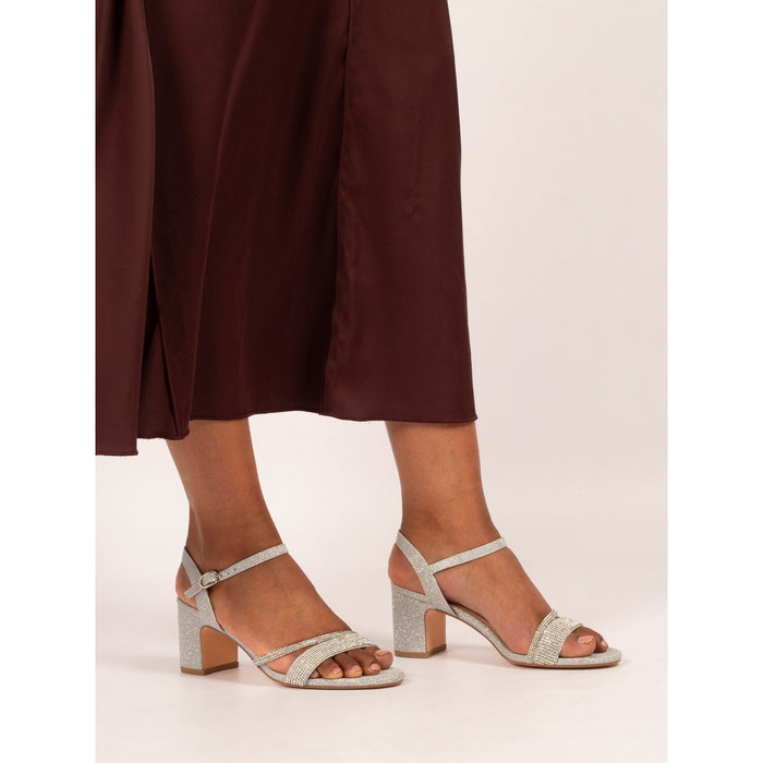 Shazam Silver Block Heel Sandal