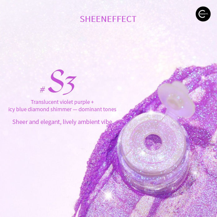 SheenEffect #S3 iridescent glitter powder eyeshadow in a jar, top view
