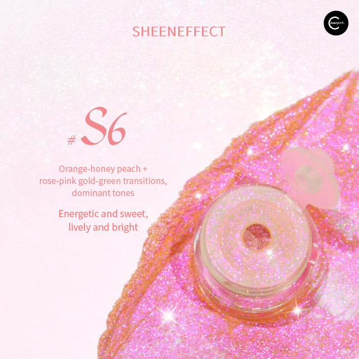 SheenEffect Optical Chameleon Iridescent Glitter Powder eyeshadow in shade #S6, shown in an open pot