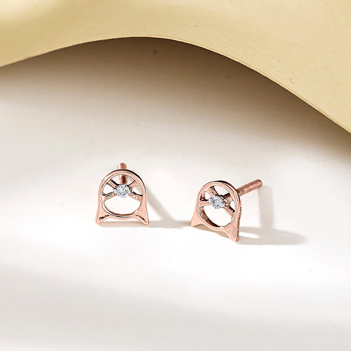 Shimmer Cat Gold Stud Diamond Earring for Women