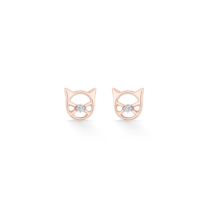 Shimmer Cat Gold Stud Diamond Earring for Women