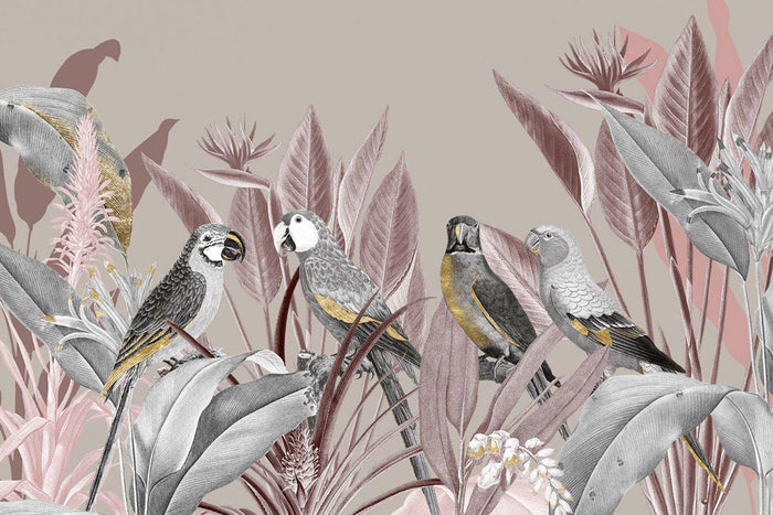 Silver Macaw Jungle Wall Mural-Wall Mural-Eazywallz