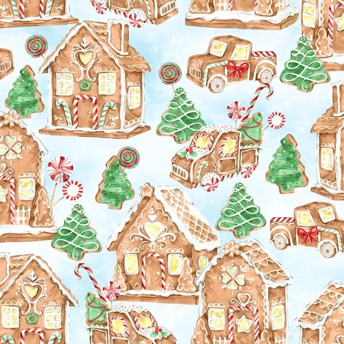Single Layer Cotton Blanket - Christmas Gingerneering Gingerbread Village Cotton