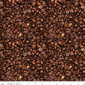 Coffee Time Coffee Beans Brown Cotton Fabric