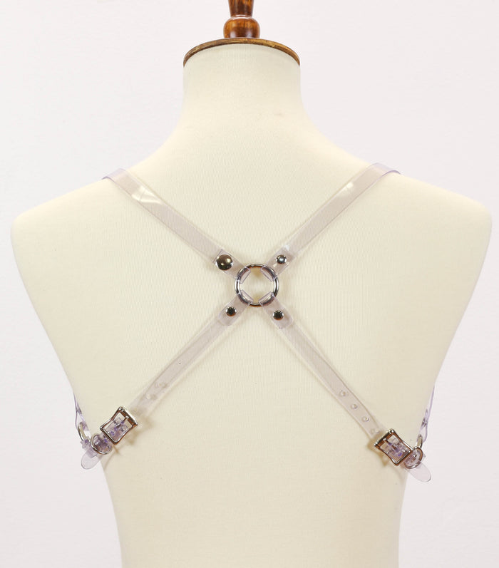 Skinny PVC Clear Vinyl Chest Bra Style Harness